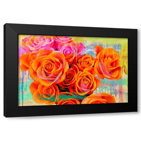 Dripping Roses Black Modern Wood Framed Art Print by Parr, Kelly
