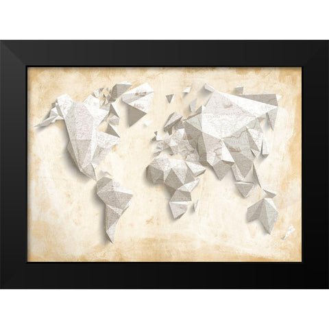 A different world (Ivory and Gold) Black Modern Wood Framed Art Print by Kaj Rama