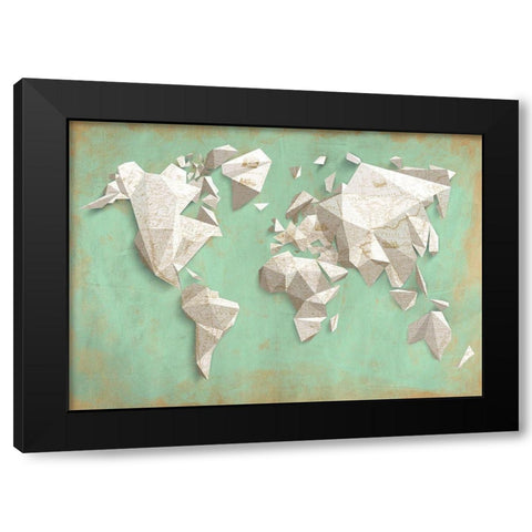 A different world (Mint and Gold) Black Modern Wood Framed Art Print by Kaj, Rama