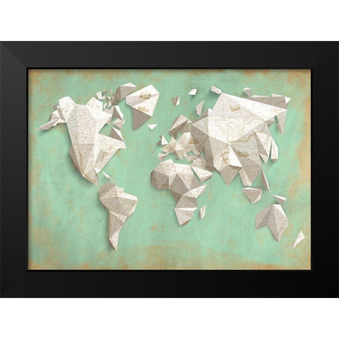 A different world (Mint and Gold) Black Modern Wood Framed Art Print by Kaj, Rama