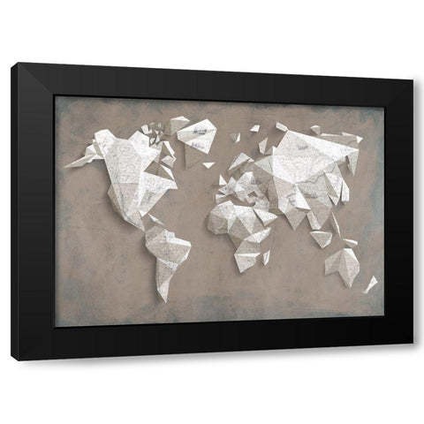 A different world (Taupe) Black Modern Wood Framed Art Print by Kaj, Rama