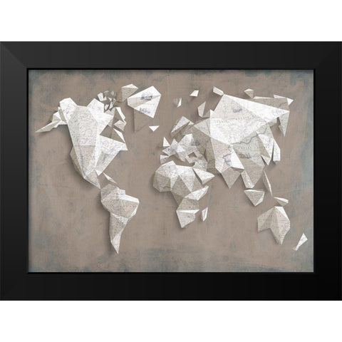A different world (Taupe) Black Modern Wood Framed Art Print by Kaj, Rama