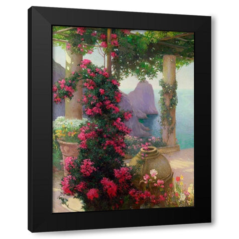 The Terrace, Capri (detail) Black Modern Wood Framed Art Print by Schuster, Karl Maria