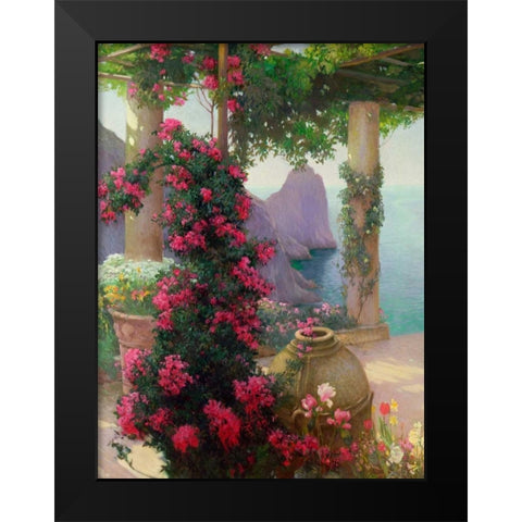 The Terrace, Capri (detail) Black Modern Wood Framed Art Print by Schuster, Karl Maria