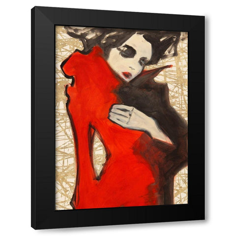 Feminine Red (detail) Black Modern Wood Framed Art Print by Kumi