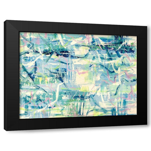 Agua de Mar Black Modern Wood Framed Art Print by Lucas