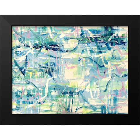 Agua de Mar Black Modern Wood Framed Art Print by Lucas