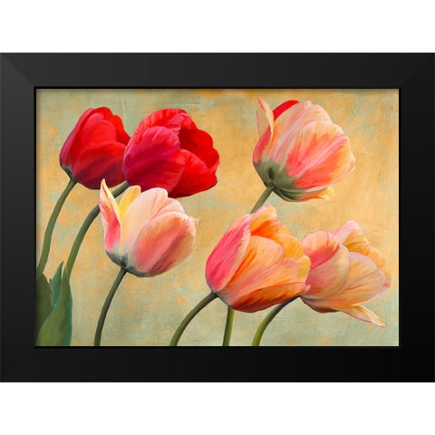 Golden Tulips (detail) Black Modern Wood Framed Art Print by Villa, Luca
