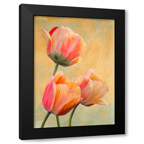 Golden Tulips I Black Modern Wood Framed Art Print by Villa, Luca
