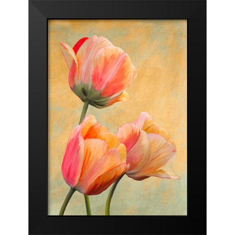 Golden Tulips I Black Modern Wood Framed Art Print by Villa, Luca