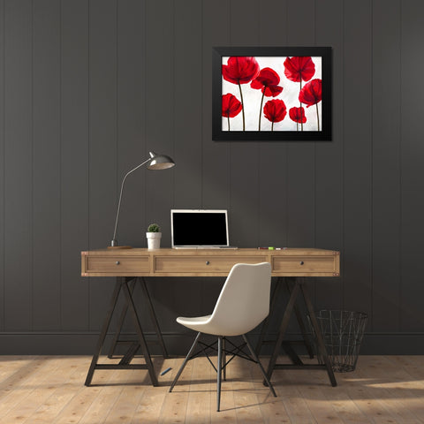 Red Friends Black Modern Wood Framed Art Print by Villa, Luca