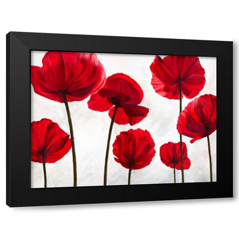 Red Friends Black Modern Wood Framed Art Print by Villa, Luca