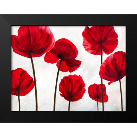 Red Friends Black Modern Wood Framed Art Print by Villa, Luca