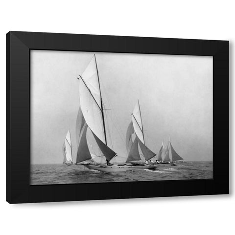 Saliboats Sailing Downwind ca. 1900-1920 Black Modern Wood Framed Art Print with Double Matting by Levick, Edwin