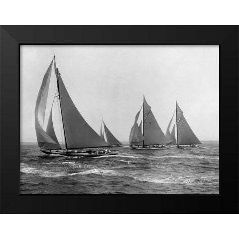 Sloops at Sail 1915 Black Modern Wood Framed Art Print by Levick, Edwin