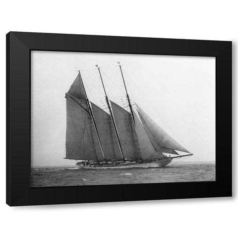The Schooner Karina at Sail 1919 Black Modern Wood Framed Art Print by Levick, Edwin