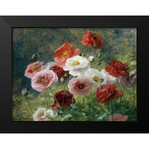 Poppies Black Modern Wood Framed Art Print by Lemaire, Louis Marie