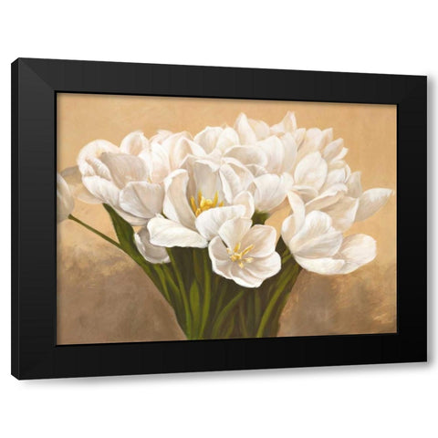 Tulipes blanches Black Modern Wood Framed Art Print with Double Matting by Sanna, Leonardo