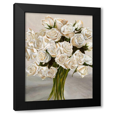 Bouquet blanc II Black Modern Wood Framed Art Print with Double Matting by Sanna, Leonardo