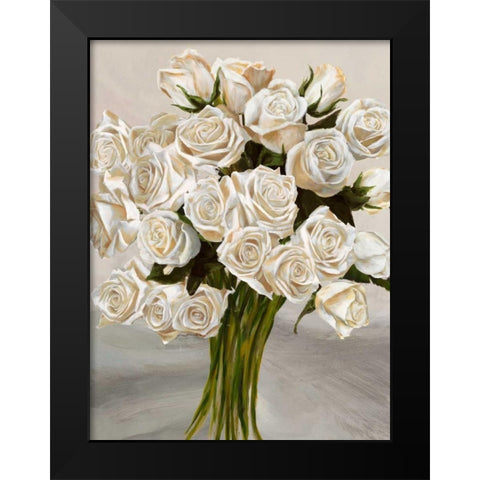 Bouquet blanc II Black Modern Wood Framed Art Print by Sanna, Leonardo