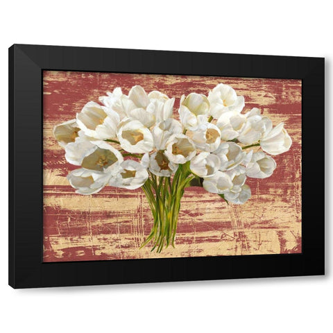 Washed Tulips (Red and Gold) Black Modern Wood Framed Art Print by Sanna, Leonardo