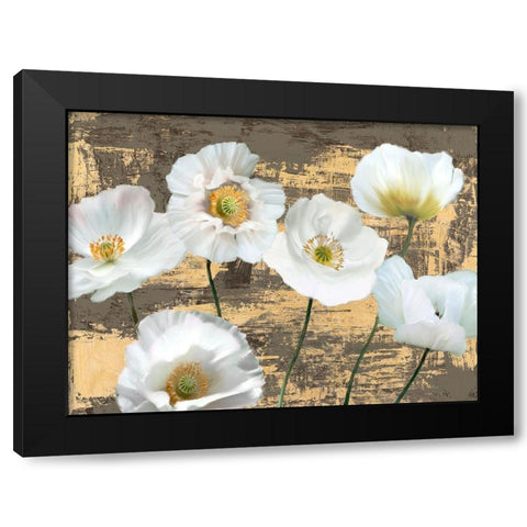Washed Poppies (Ash and Gold) Black Modern Wood Framed Art Print with Double Matting by Sanna, Leonardo