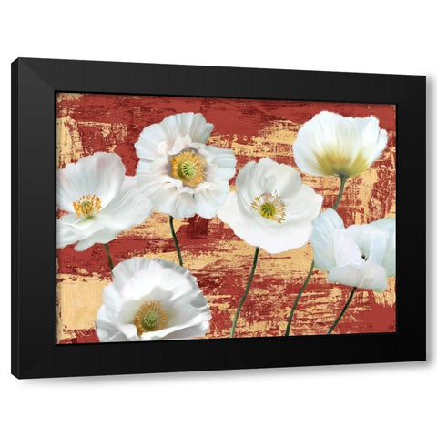 Washed Poppies (Red and Gold) Black Modern Wood Framed Art Print with Double Matting by Sanna, Leonardo