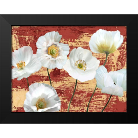 Washed Poppies (Red and Gold) Black Modern Wood Framed Art Print by Sanna, Leonardo