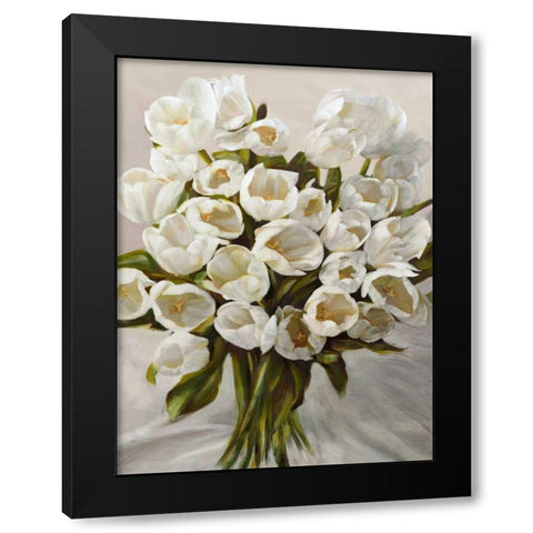 Bouquet Blanc Black Modern Wood Framed Art Print with Double Matting by Sanna, Leonardo