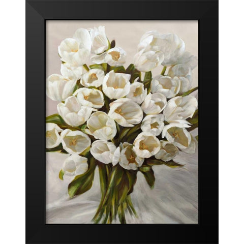 Bouquet Blanc Black Modern Wood Framed Art Print by Sanna, Leonardo