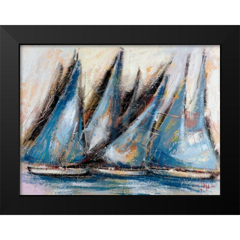 Vele blu Black Modern Wood Framed Art Print by Florio, Luigi