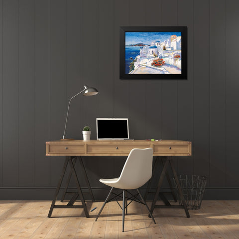 Mykonos Black Modern Wood Framed Art Print by Florio, Luigi