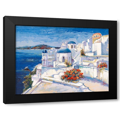 Mykonos Black Modern Wood Framed Art Print by Florio, Luigi