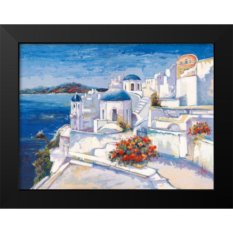 Mykonos Black Modern Wood Framed Art Print by Florio, Luigi
