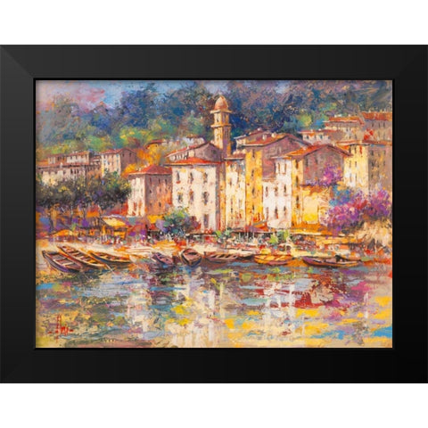 Portofino Black Modern Wood Framed Art Print by Florio, Luigi