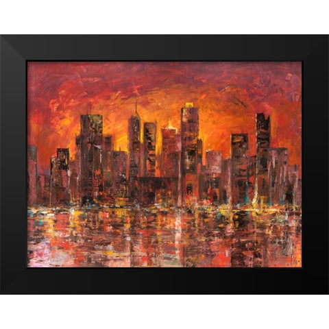 Sunset in New York Black Modern Wood Framed Art Print by Florio, Luigi