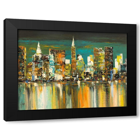 Le mille luci di New York Black Modern Wood Framed Art Print by Florio, Luigi