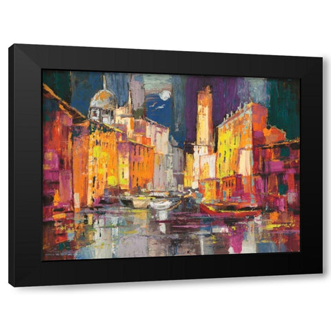 Verso il porto immaginario Black Modern Wood Framed Art Print with Double Matting by Florio, Luigi