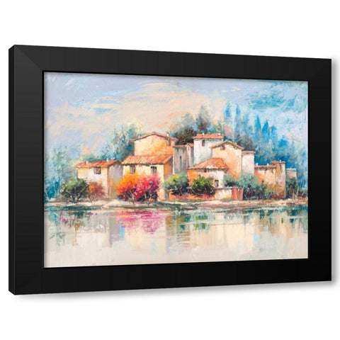 Borgo sul lago Black Modern Wood Framed Art Print by Florio, Luigi