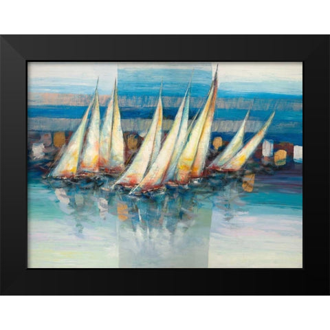 Vele nel blu Black Modern Wood Framed Art Print by Florio, Luigi