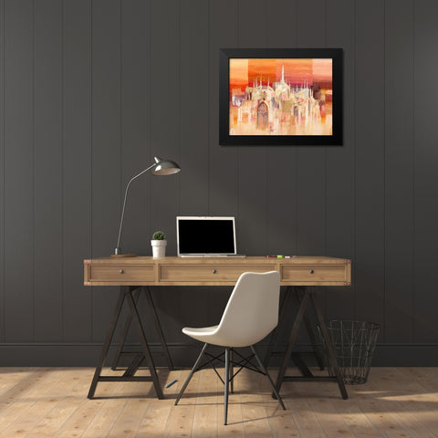 Milano al tramonto Black Modern Wood Framed Art Print by Florio, Luigi