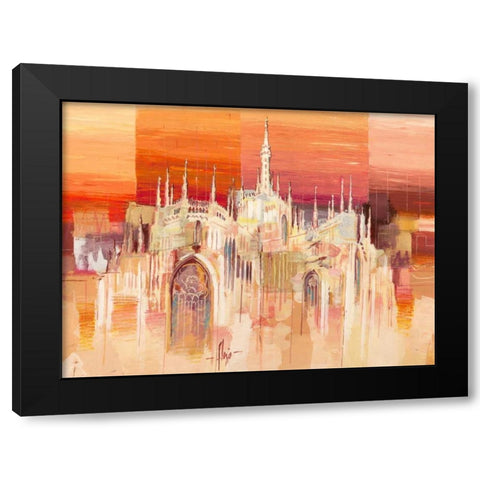 Milano al tramonto Black Modern Wood Framed Art Print with Double Matting by Florio, Luigi