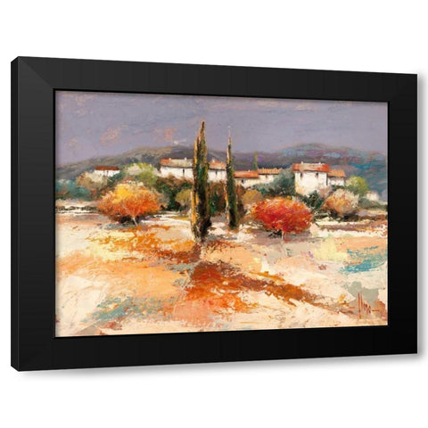 Borgo nel sole Black Modern Wood Framed Art Print with Double Matting by Florio, Luigi