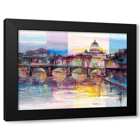Roma di sera Black Modern Wood Framed Art Print with Double Matting by Luigi, Florio