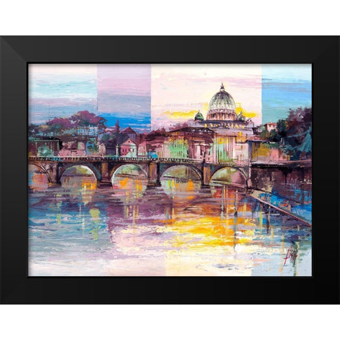 Roma di sera Black Modern Wood Framed Art Print by Luigi, Florio