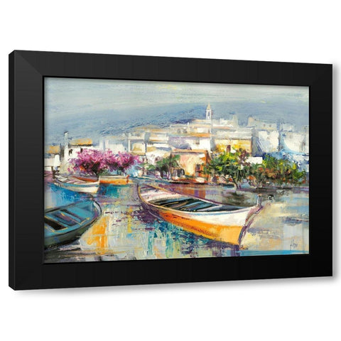 Paese mediterraneo Black Modern Wood Framed Art Print with Double Matting by Luigi, Florio