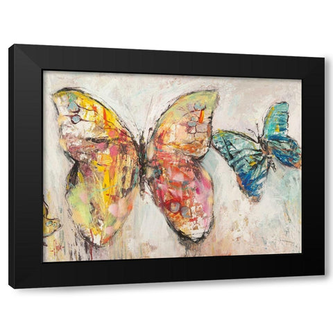 Farfalle in volo I Black Modern Wood Framed Art Print by Florio, Luigi