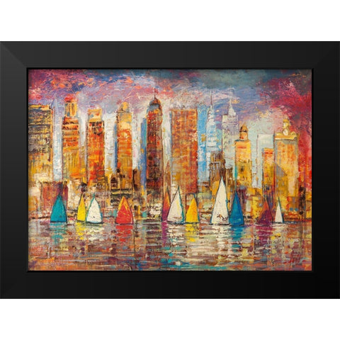 Vele a New York Black Modern Wood Framed Art Print by Florio, Luigi