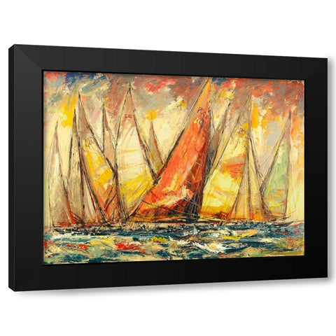 Grande Regata Black Modern Wood Framed Art Print with Double Matting by Florio, Luigi