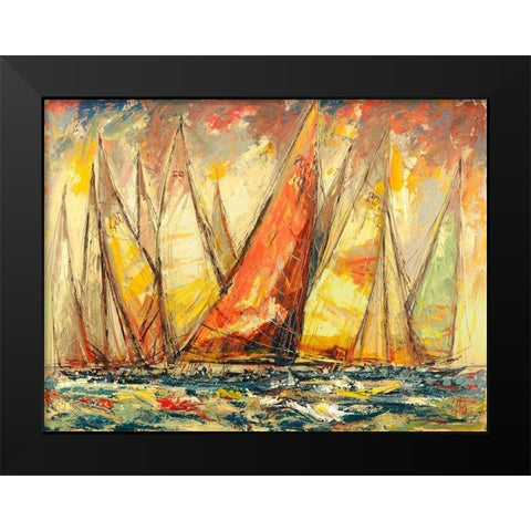 Grande Regata Black Modern Wood Framed Art Print by Florio, Luigi